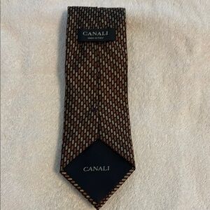 Canali Brown Geometric Silk Tie